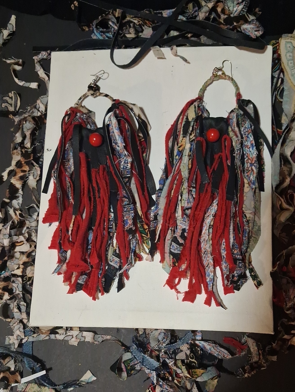 Handmade Red Fringe Boho Hoop Earrings - By Creative Souls Vibe